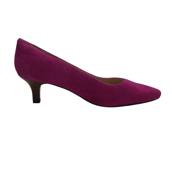 Clarks Shondrah Ruby Hot Pink Suede Kitten Heel Pumps Womens 9.5 Wide - Picture 5 of 13